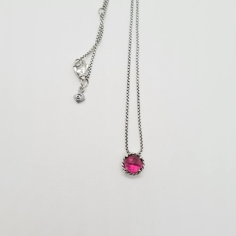 David Yurman Pink turmaline Necklace with sterling silver - Picture 4 of 6